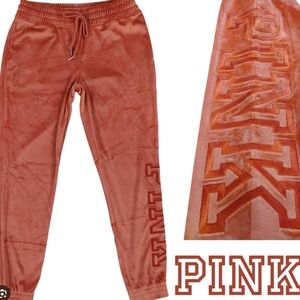 Victoria's Secret PINK NWT Velour Skinny Joggers Women's Size XS Pink/Peach